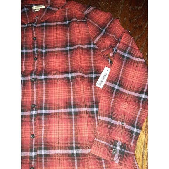New Medium Good Thread Brushed Flannel Long Sleeve Cotton Button Front Shirt NWT - Picture 6 of 7